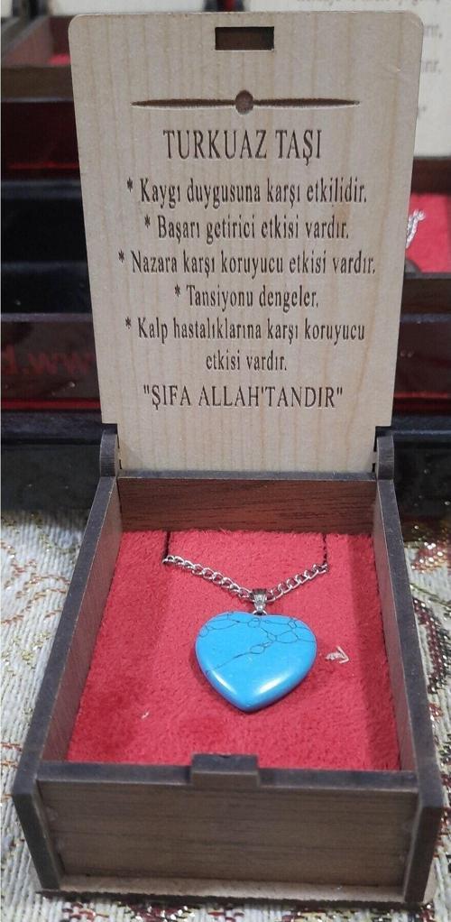 Turkuaz Taşı Kolye Özel Ahşap Kutulu