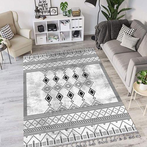 Modern Koleksiyonu Gri-Siyah Desenli Halı 17123