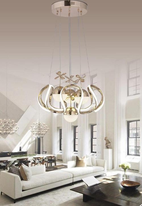 3 Renk ( Sarı Beyaz ve Gün Işığı ) Gold Luxury Ledli Oturma Odası Avize