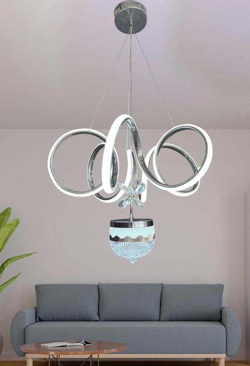 3 Renk Kumandalı Tek Toplu Kıvrım Led Salon Avize
