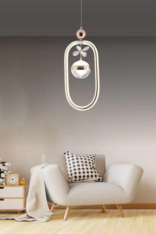 Dekoratif Tek Toplu Üç Renkli Gold Sarkıt Led Avize