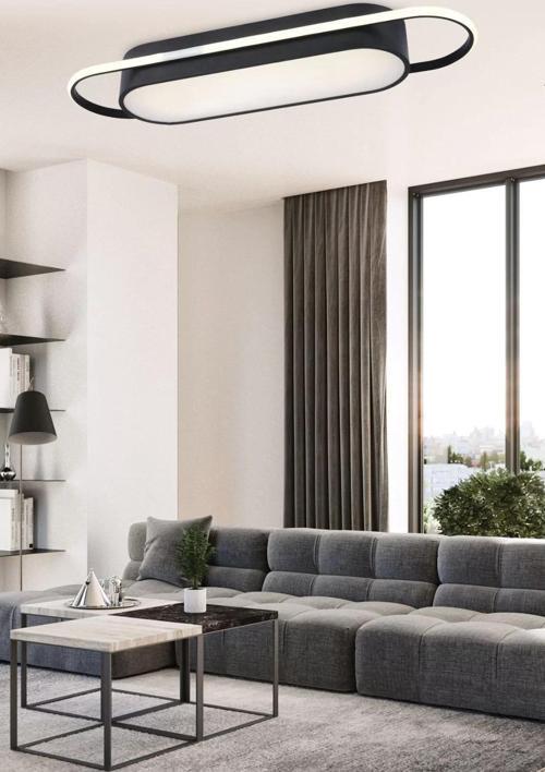 Modern Led Avize Plafonyer Üç Renkli Siyah