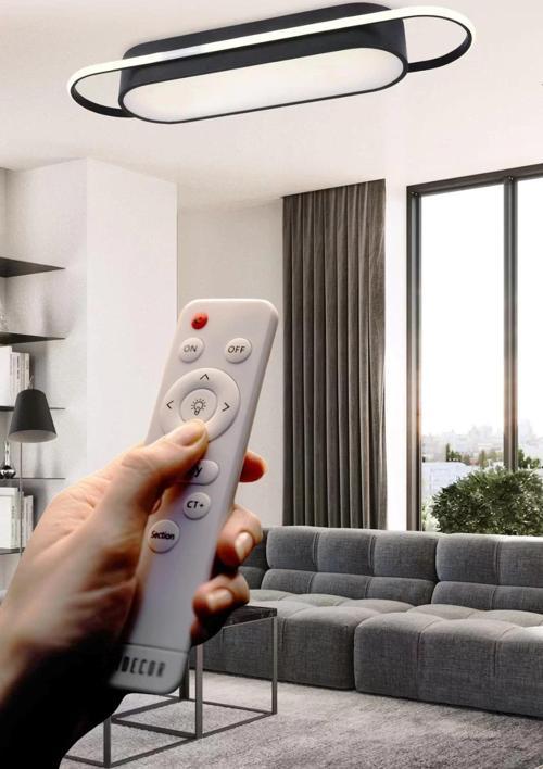 Modern Led Avize Plafonyer Üç Renkli Siyah Renkli Kumandalı