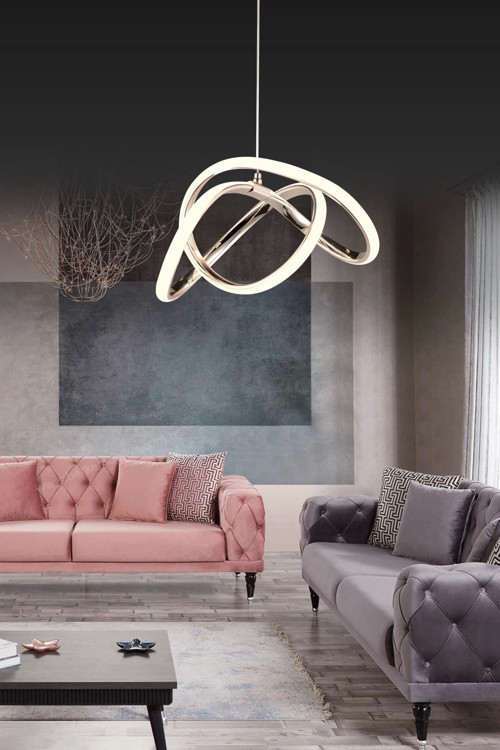Modern Luxury Kıvrımlı Üç Renkli Gold Sarkıt Ledli Avize