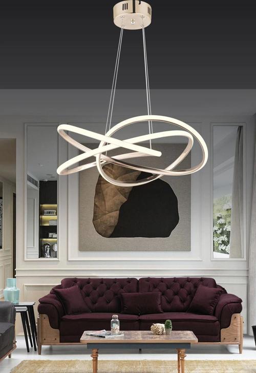 Modern Power Ledli Kıvrımlı Üç Renkli Gold Beyaz Sarkıt Led Avize