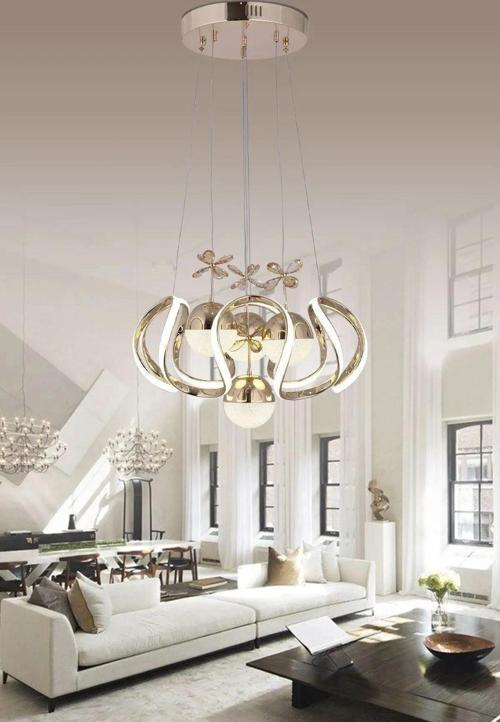 Heracles 3 Renk Gold ( Sarı Beyaz ve Gün Işığı ) Luxury Led Kristal Taşlı Avize