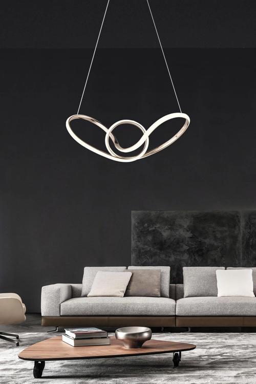 Modern Tekli Spor Üç Renkli Gold Sarkıt Led Avize