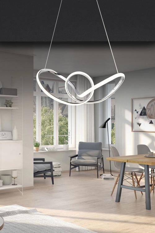 Modern Tekli Spor Üç Renkli Krom Sarkıt Led Avize