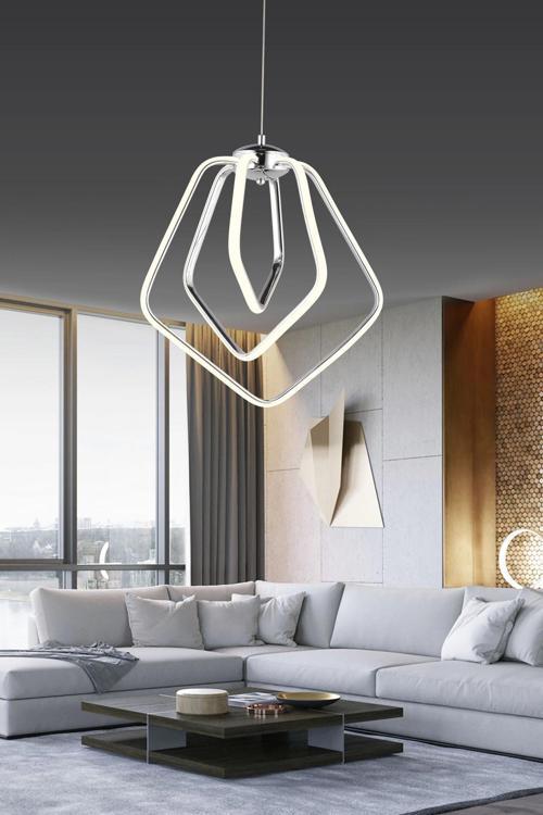 Modern Üçlü Dorbıen Üç Renkli Krom Sarkıt Led Avize
