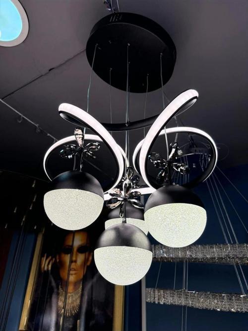 Papatya 3 Renk ( Sarı Beyaz Ve Gün Işığı ) Siyah Luxury Led Avize Concept