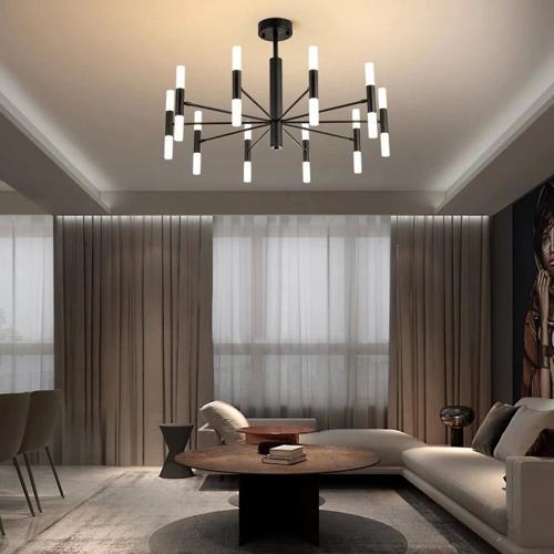 Ledli Plafonyer Modern Aydınlatma Siyah Sarkıt Ledli Salon Avize