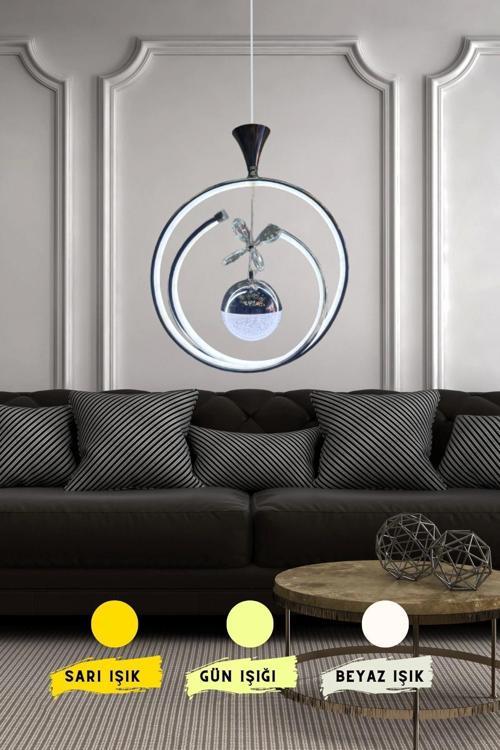 Sonsuz Tekli Kristal Toplu Krom Led Aydınlatma 3 Renkli Işık