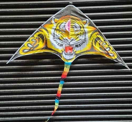 Büyük Boy Kaplan Uçurtma Tiger Kite 160 cmx75 cm Aslan Uçurma-Kuyruk 120 cm 30 mt ip Dahil