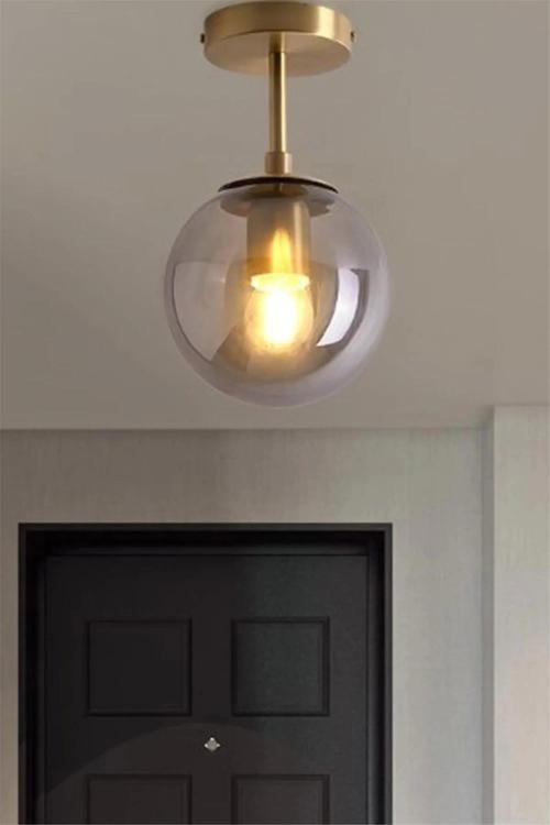 Mini Modern Spor Gold Füme Camlı Tavan Plofonyer