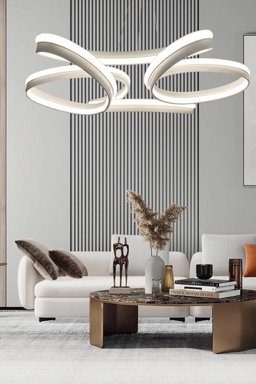Yüksek Aydınlatmalı Kalın Kasa Papatya Model Beyaz Led Avize