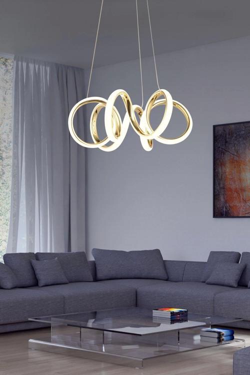 Modern Çift Yönlü Kıvrım Üç Renkli Gold Sarkıt Led Avize