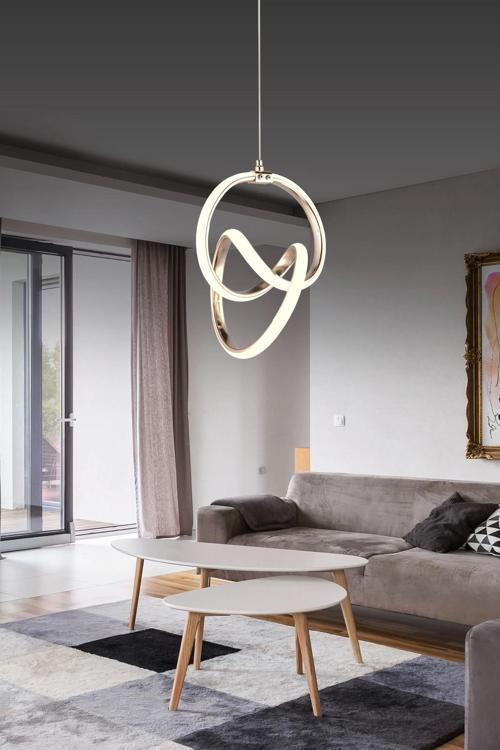 Modern Füme Üç Renkli Gold Sarkıt Led Avize