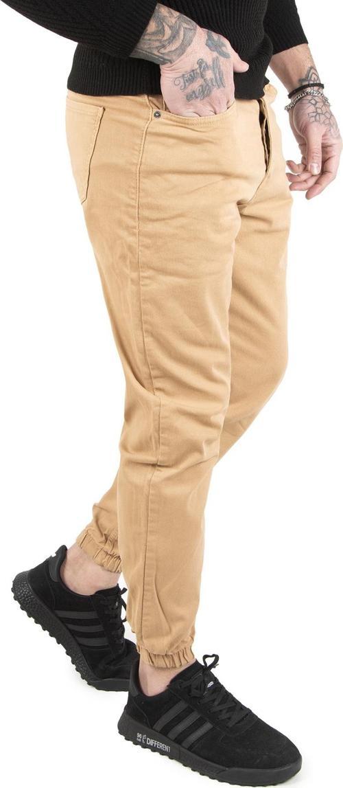 Erkek Koyu Camel Lazer Kesim Lastik Paça Likralı Kot Pantolon 2104659