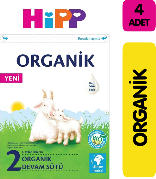 2 Organik Keçi Sütü Bazlı Devam Sütü 400 gr 4'lü Paket