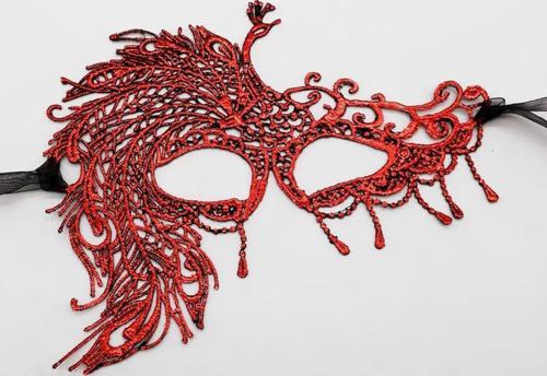 Kırmızı Dantel Masquerade Maskesi 4 No TdrTR