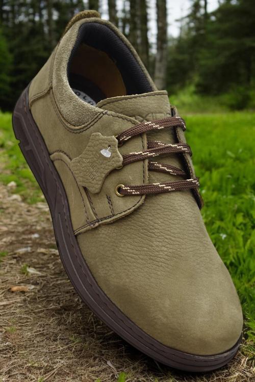 518-8 Ortopedik Taban Hakiki Deri Erkek Ayakkabı Casual Günlük Haki Erkek Ayakkabı