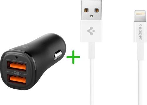 30W Araç içi Hızlı Şarj 18W + 12W Akım Korumalı+Apple Lightning Şarj 1M MFI Lisanslı