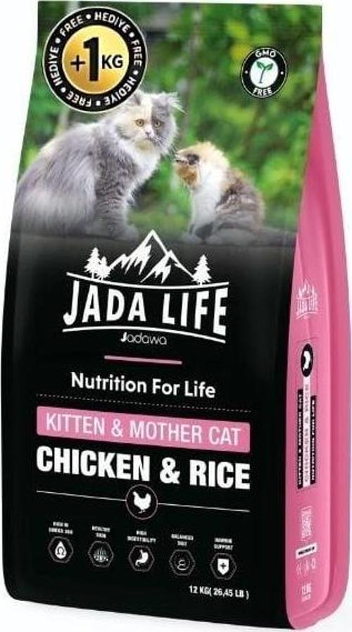 Jada Life Premium Kitten & Mother Tavuklu Yavru ve Anne Kedi Maması 12 Kg +1 Kg Hediyeli