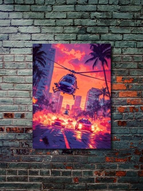 Miami Vice - Özel Tasarım Kağıt Poster, Eşsiz Tasarım Tarih, Mitoloji, Karakter Posterleri,