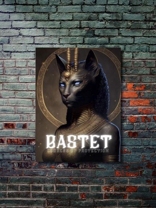 Bastet - Eşsiz Tasarım Mısır Tanrıları, Mitoloji, Karakter Posterleri, Özel Tasarım Kağıt Poster,