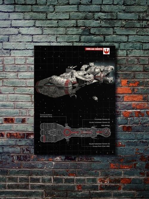 Corellian Corvette - Star Wars - Gemi Şemaları - Film & Dizi Posterleri, Özel Tasarım Kağıt Poster