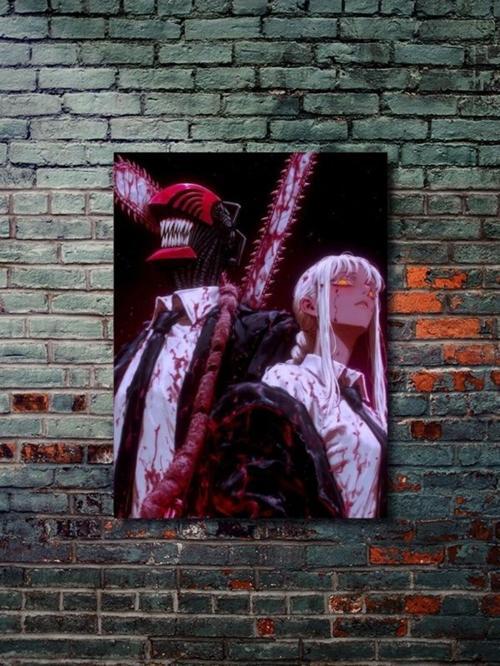 Denji - Makima - Chainsaw Man, Anime - Manga Serisi, Özel Tasarım Kağıt Poster, Duvar Sanatı