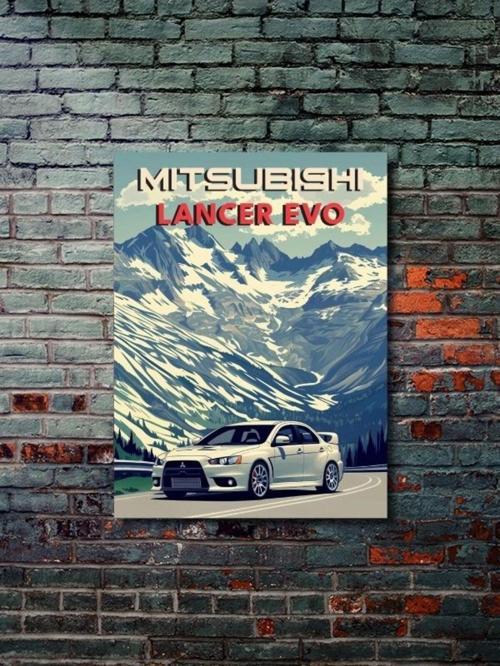 Mitsubishi Lancer Evo, Eşsiz Tasarım Otomobil Posterleri, Özel Tasarım Kağıt Poster