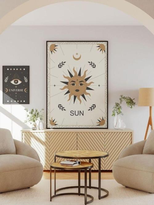 Bohem Minimalist Tasarım, Boho Sanatı Posterleri, Özel Tasarım Kağıt Poster
