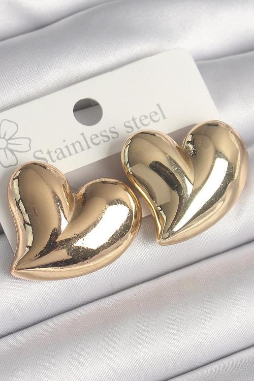 Pirinç Gold Renk Bomba Kalp Model Kadın Küpe - TJ-BKP10236