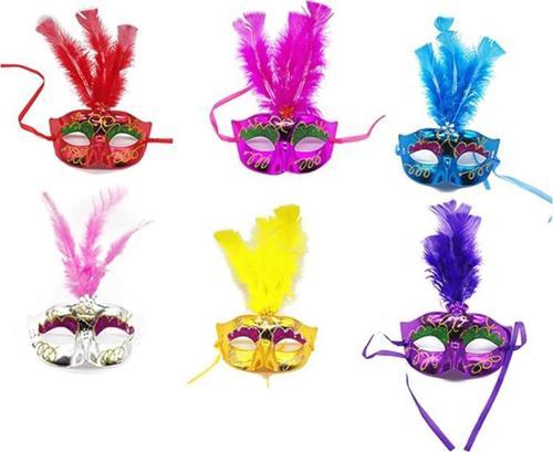 parti parti aksesuar & kostüm Renkli Tüylü Venedik Parti Maskesi Karışık Renk 12 Adet