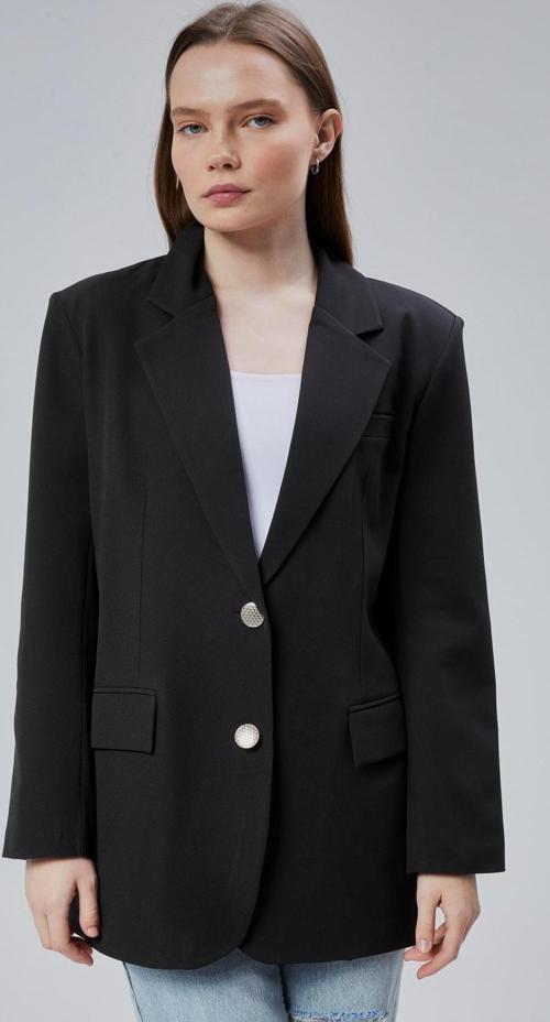 Kadın Oversize Düz Kesim Astarlı Dokuma Blazer Ceket