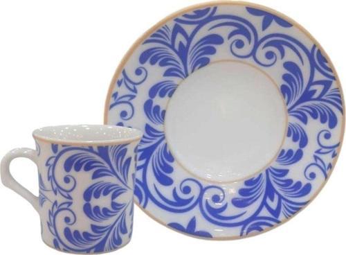 Modern Desenli 6'Lı Kahve Fincan Takımı Mavi