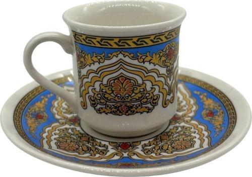 Desenli 6'Lı Kahve Fincanı Bej