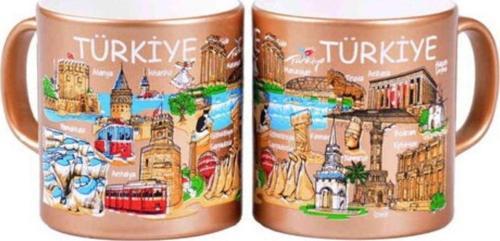 Türkiye Temalı Seramik Yöresel Kupa T 82*90 Mm Gold