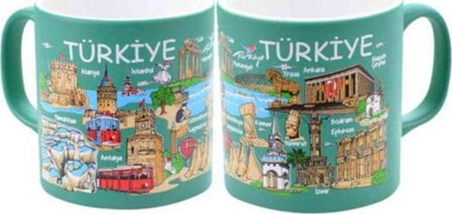 Türkiye Temalı Seramik Yöresel Kupa T 82*90 Mm Yeşil