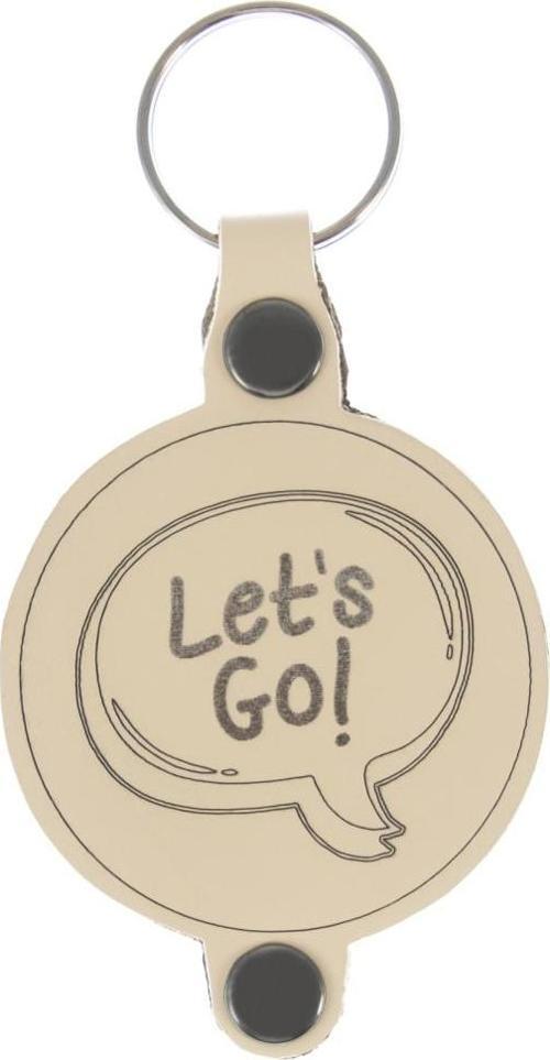 Doodle Desenli İsme Özel Deri Anahtarlık, Özel Gün Hediyesi, Lets Go Desenli Anahtarlık
