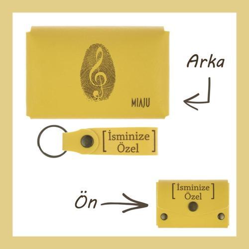 Sarı Renk, Müzik Sevenlere, İsme Özel Cüzdan Ve Anahtarlık Seti, Özel Hatıra, Efsane Hediye Set