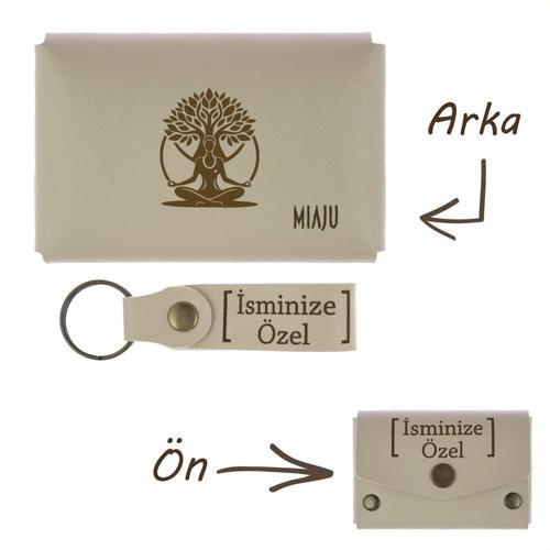 Sütlü Kahve, Hayat Ağacı Motifli, İsme Özel Cüzdan Ve Anahtarlık Takım, Ruhuna Dokunan Anı, Özel Gün
