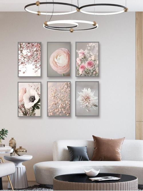 Modern Sanatsal Ilkbahar Çiçekleri 6 Lı Set (Çerçeve Görünümlü)