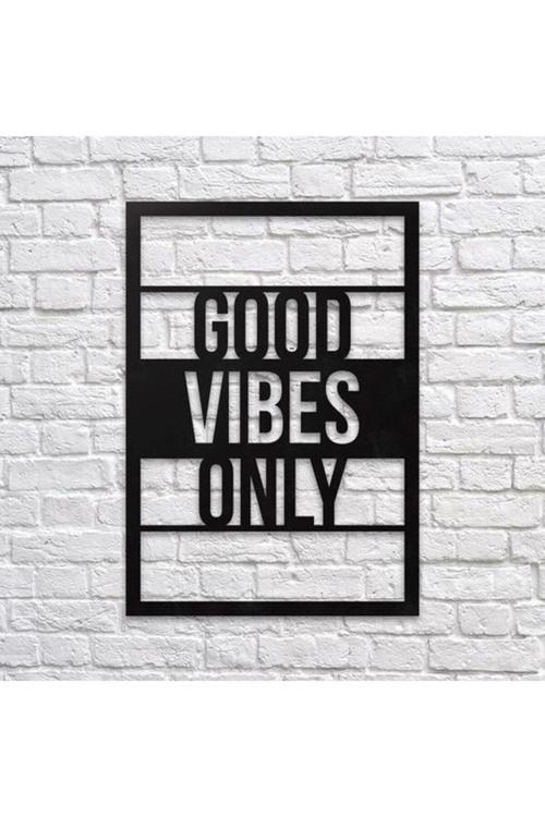 Good Vibes Only Duvar Yazısı Duvar Süsü, Ahşap Lazer Kesim Dekoratif Tablo Siyah