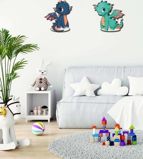 Çocuk Odası Dinazor Figürlü Mdf Duvar Tablosu Uv Baskı Dino