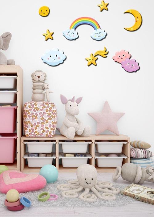 Çocuk Odası Karışık Duvar Figürleri Uv Baskı 8 Parça Mdf Duvar Dekoru