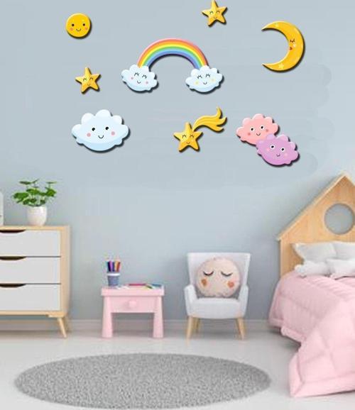 Çocuk Odası Karışık Duvar Figürleri Uv Baskı 8 Parça Mdf Tablo
