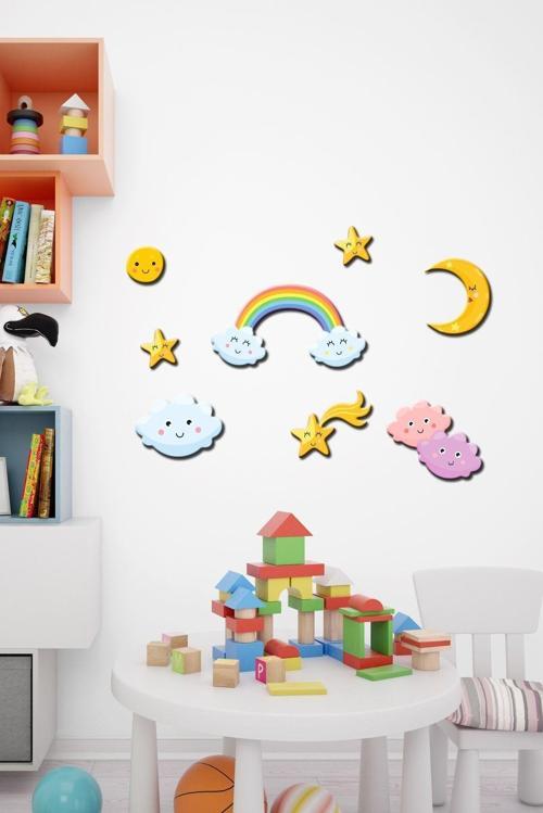 Çocuk Odası Karışık Duvar Figürleri Uv Baskı 8 Parça