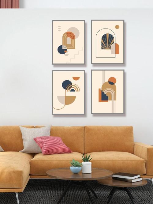 Dekoratif Minimalist Çalışması 4 Lü Tablo Seti